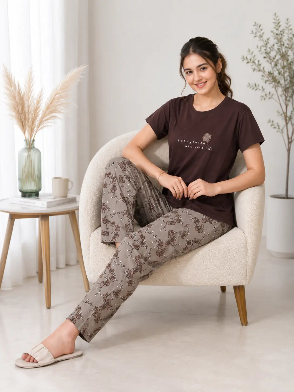 Coffee Brown Everything Nightsuit Set