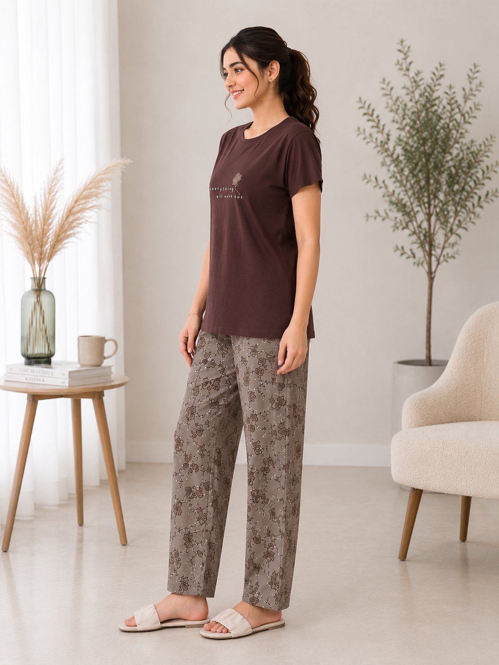 Coffee Brown Everything Nightsuit Set