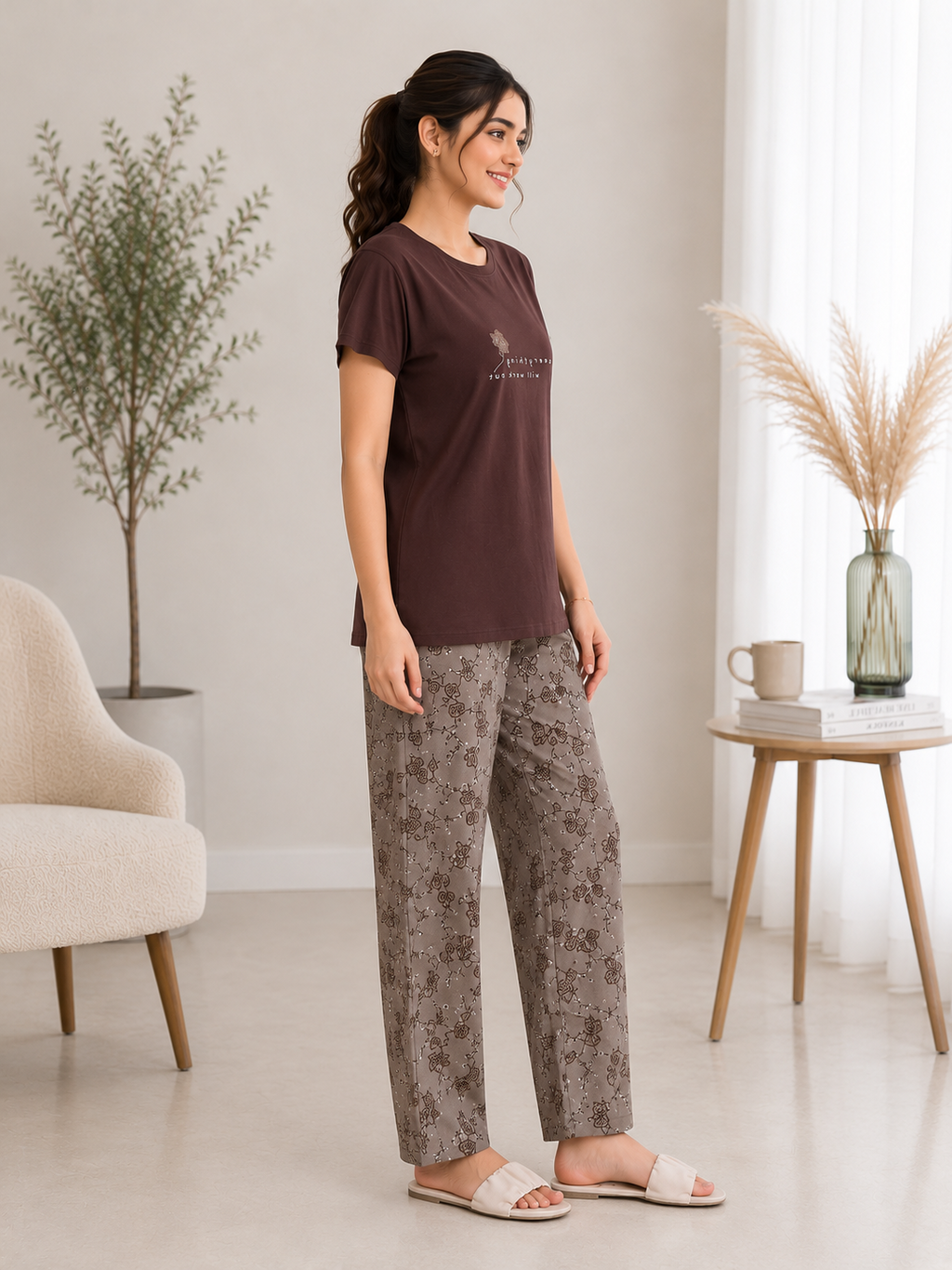 Coffee Brown Everything Nightsuit Set