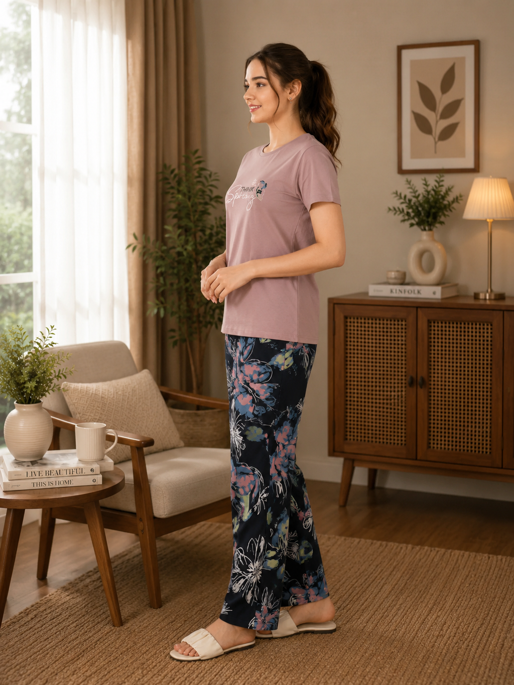 Dusty Pink Think Spring Nightsuit Set