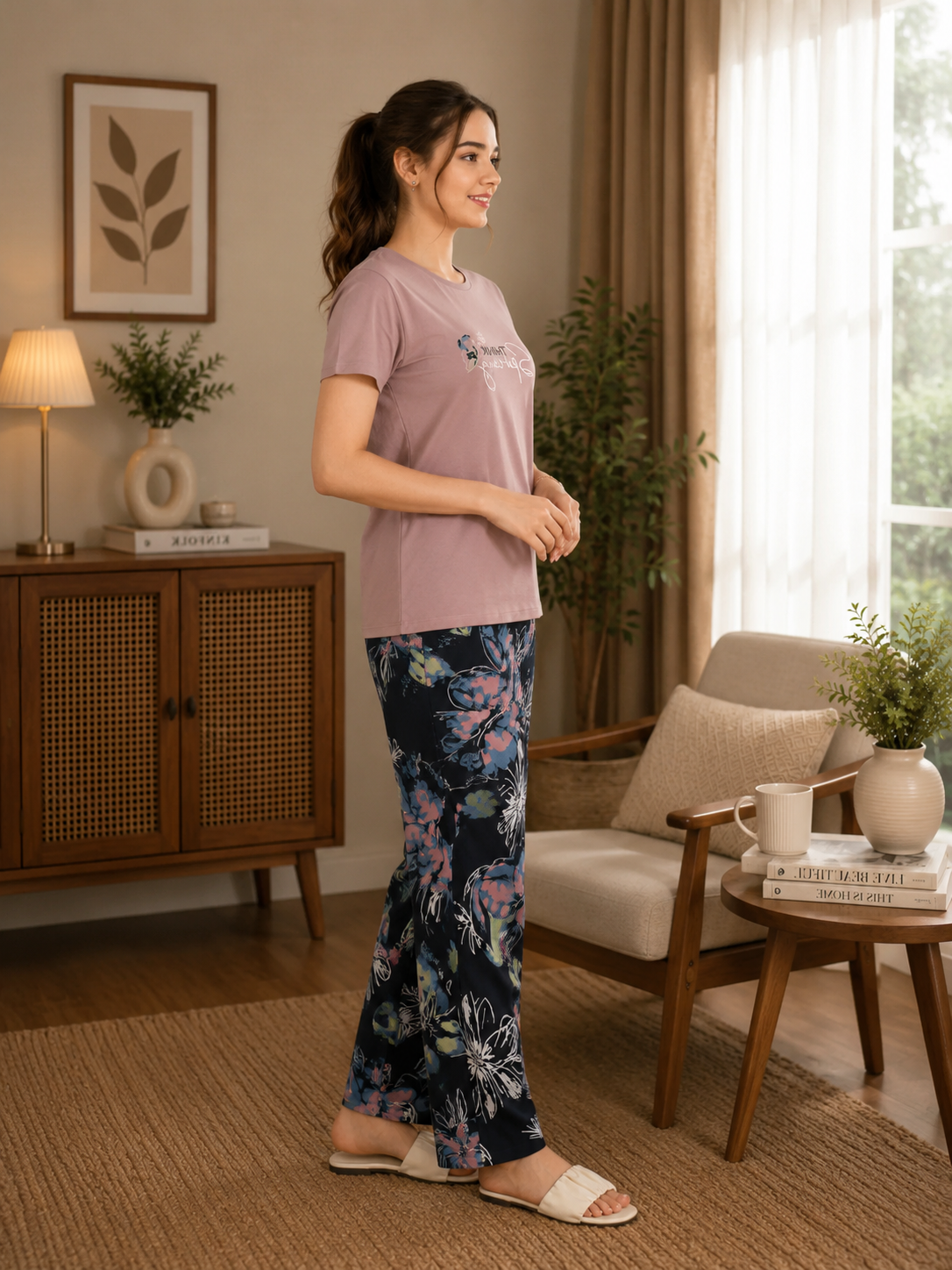 Dusty Pink Think Spring Nightsuit Set
