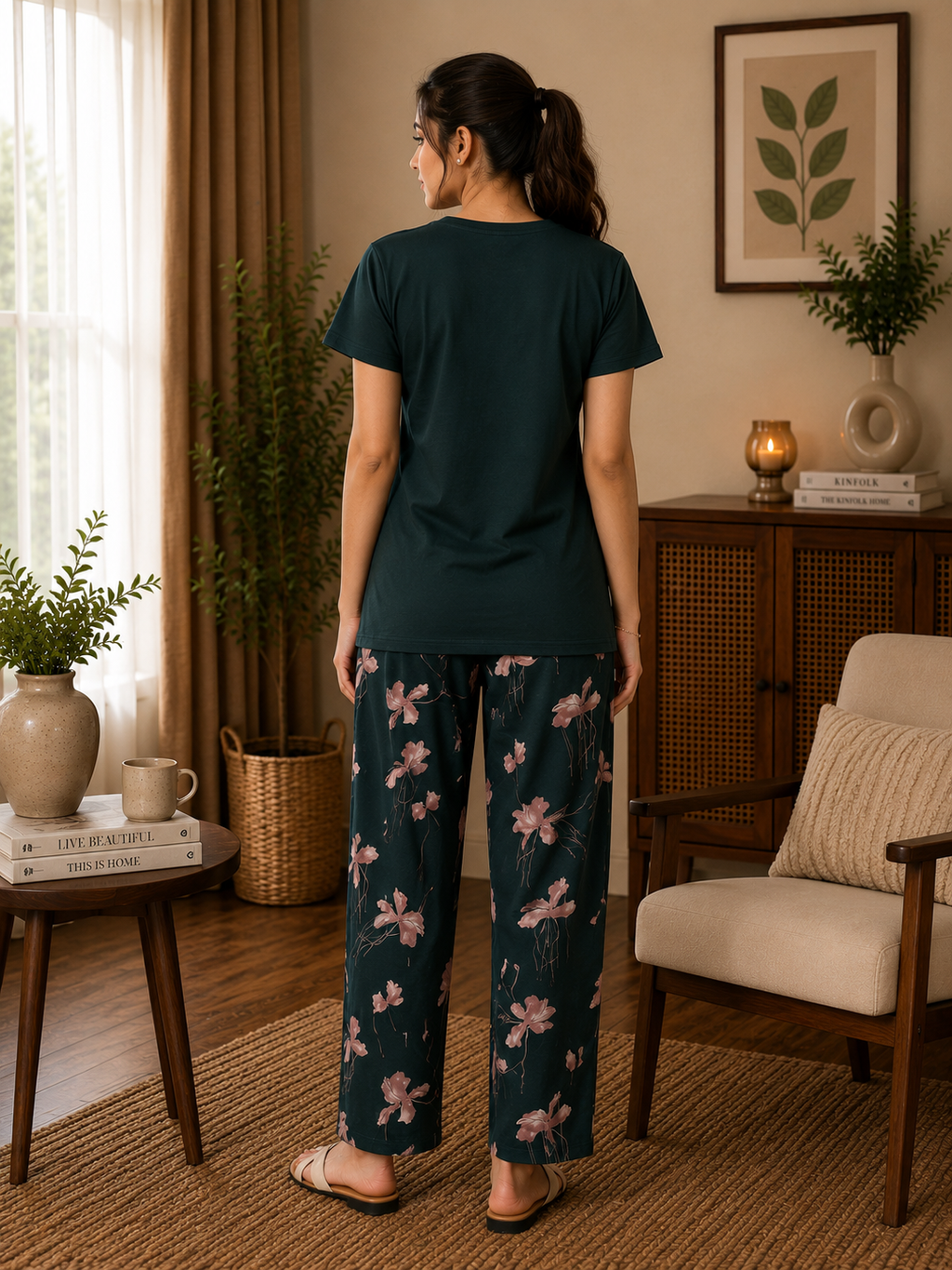 Bottle Green Remind Nightsuit Set