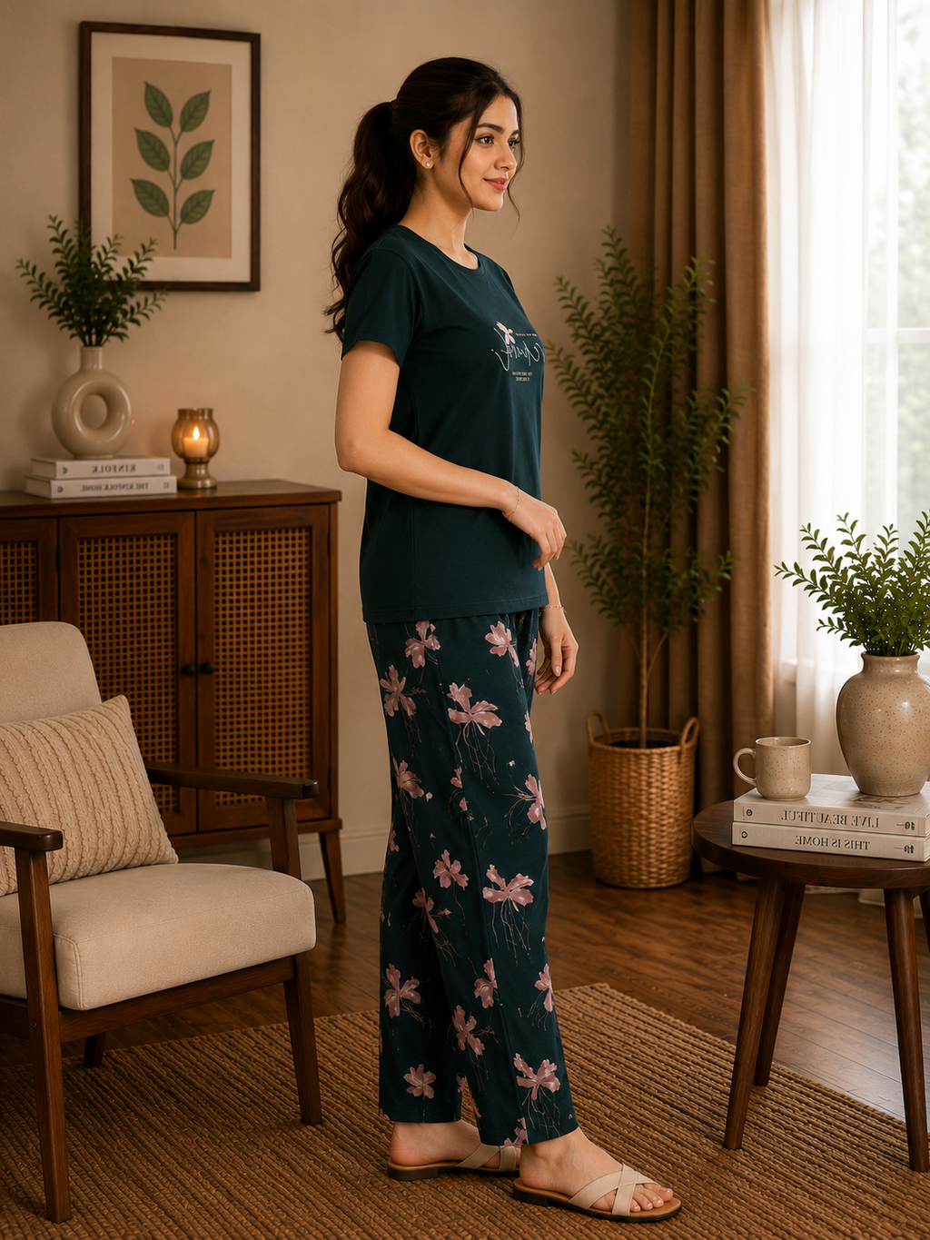 Bottle Green Remind Nightsuit Set