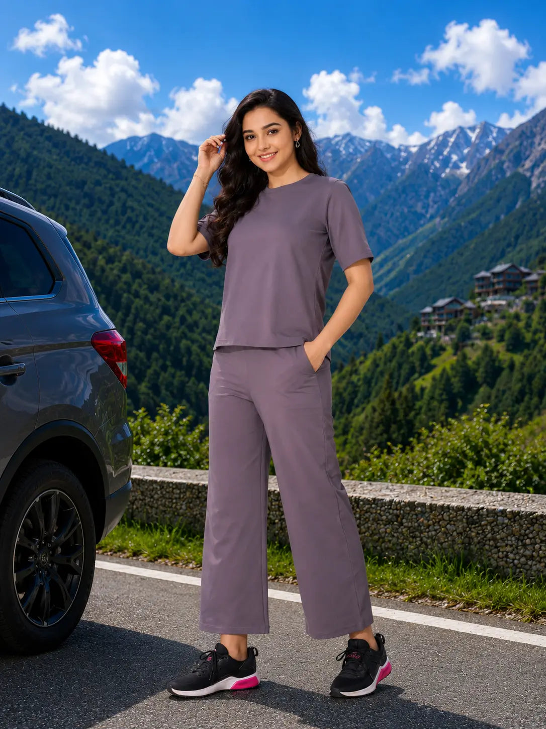 Mauve Textured Minimalist Travel Set