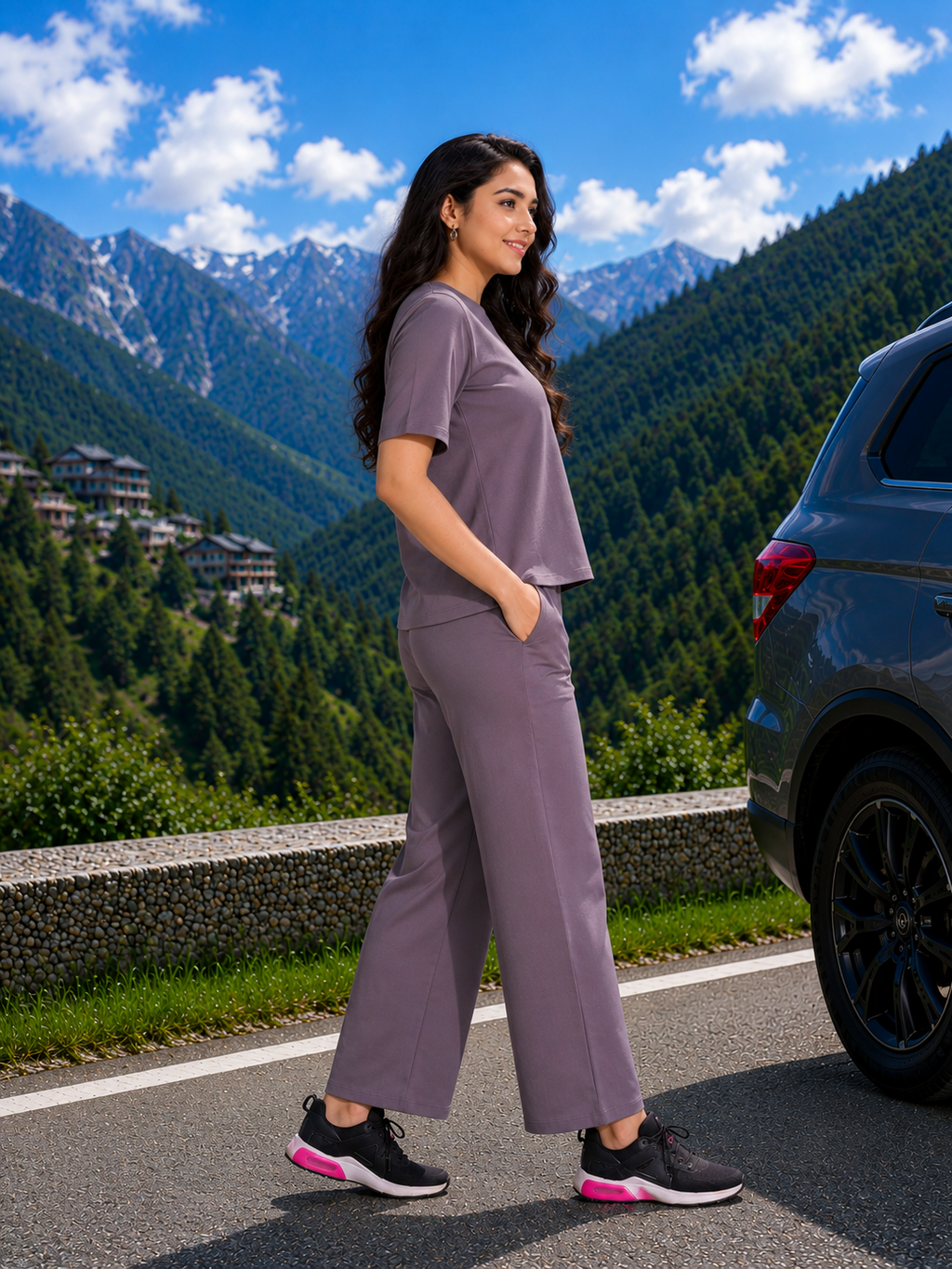 Mauve Textured Minimalist Travel Set