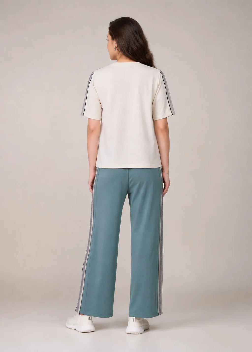 Teal Cream Side Stripe Travel Set