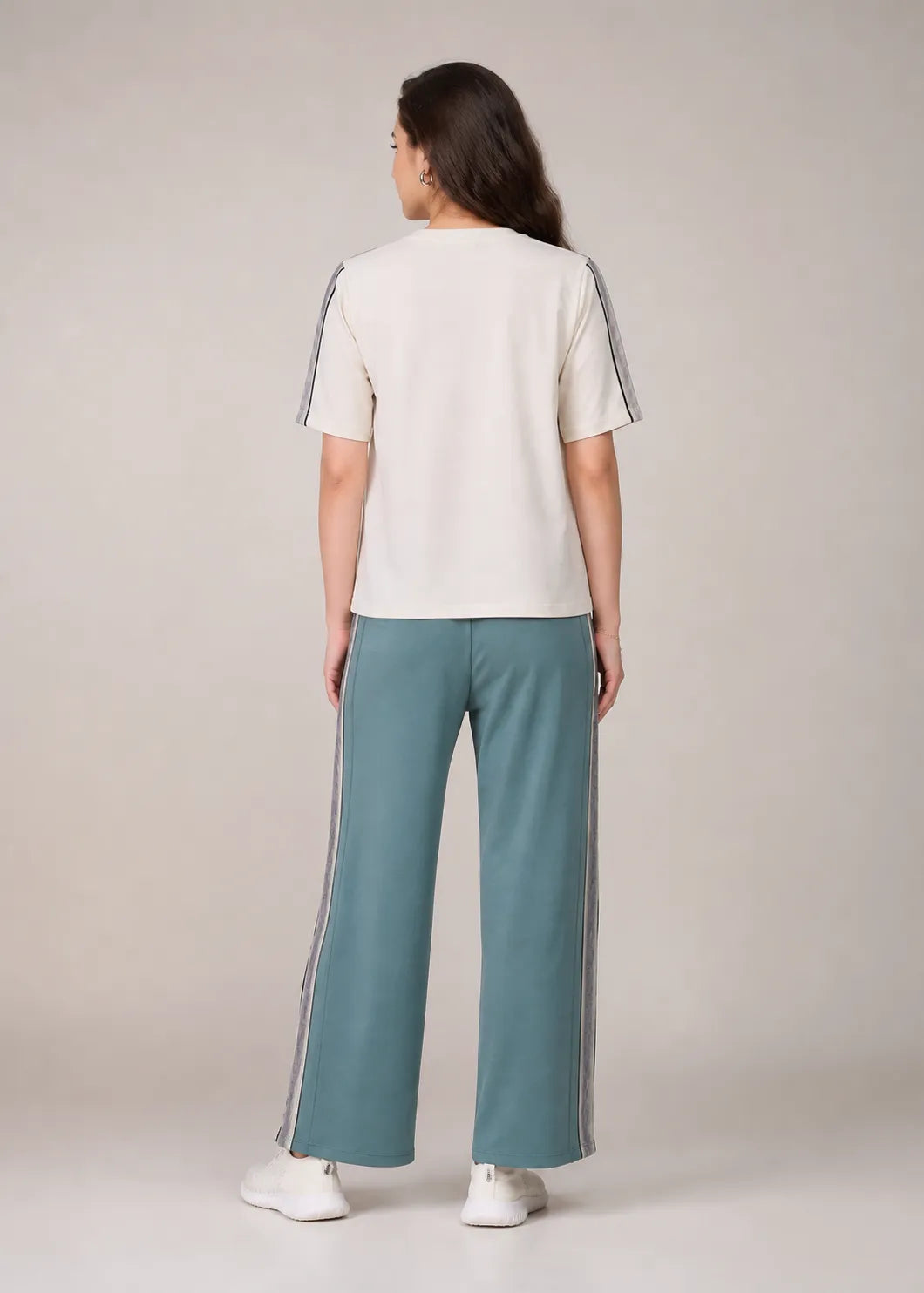 Teal Cream Side Stripe Travel Set