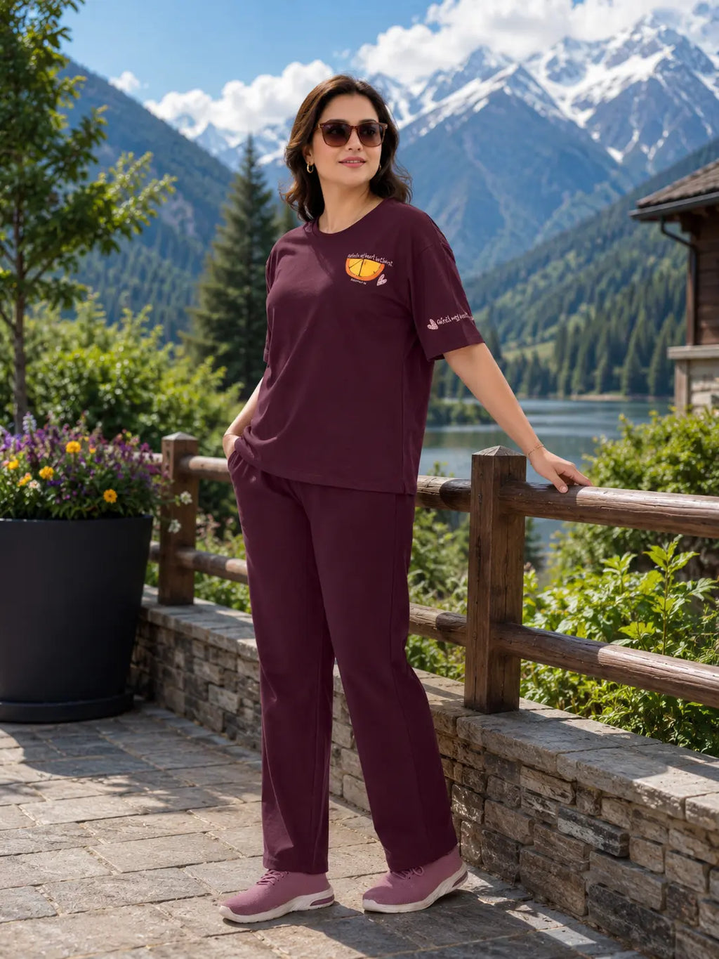 Burgundy Orange Slice Travel Set