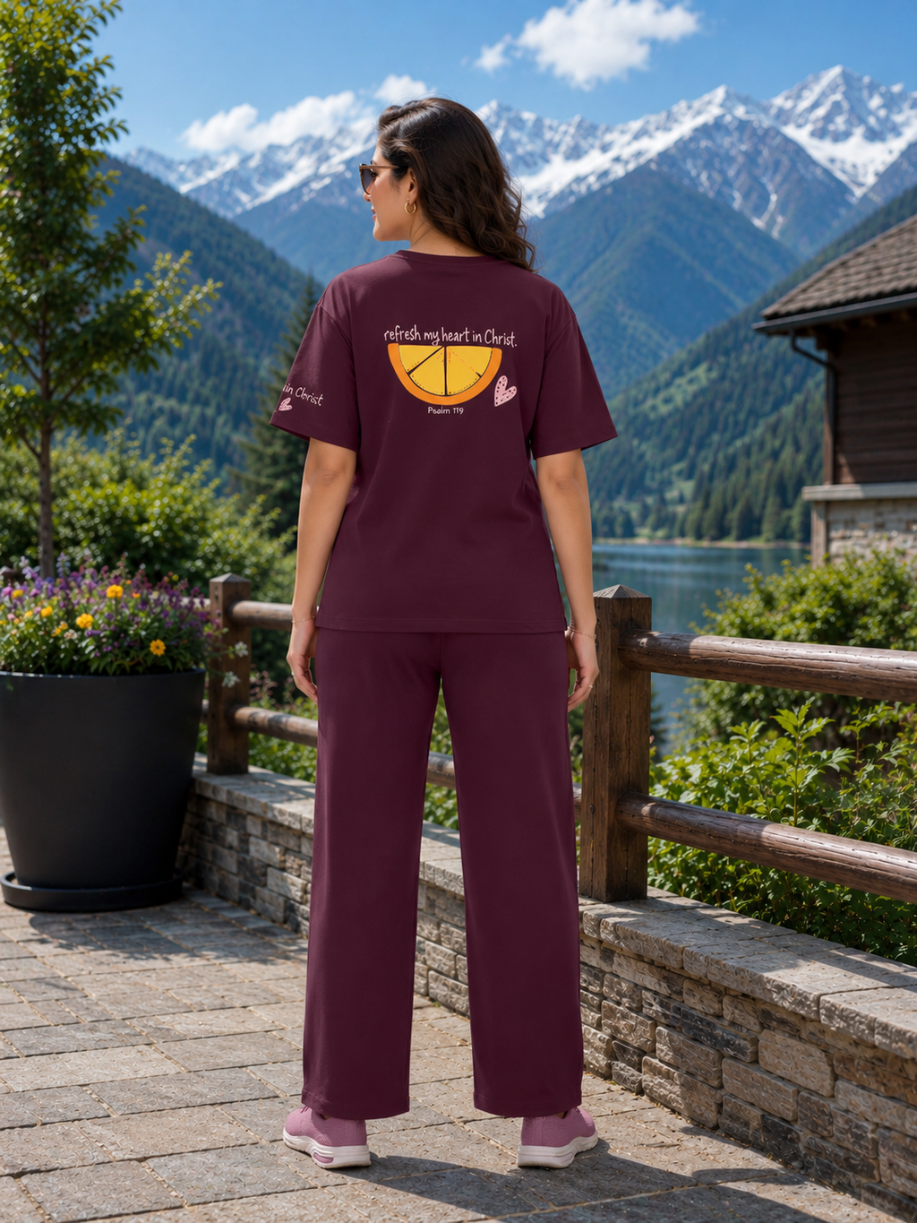 Burgundy Orange Slice Travel Set