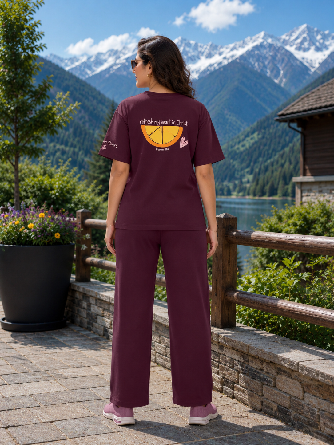 Burgundy Orange Slice Travel Set