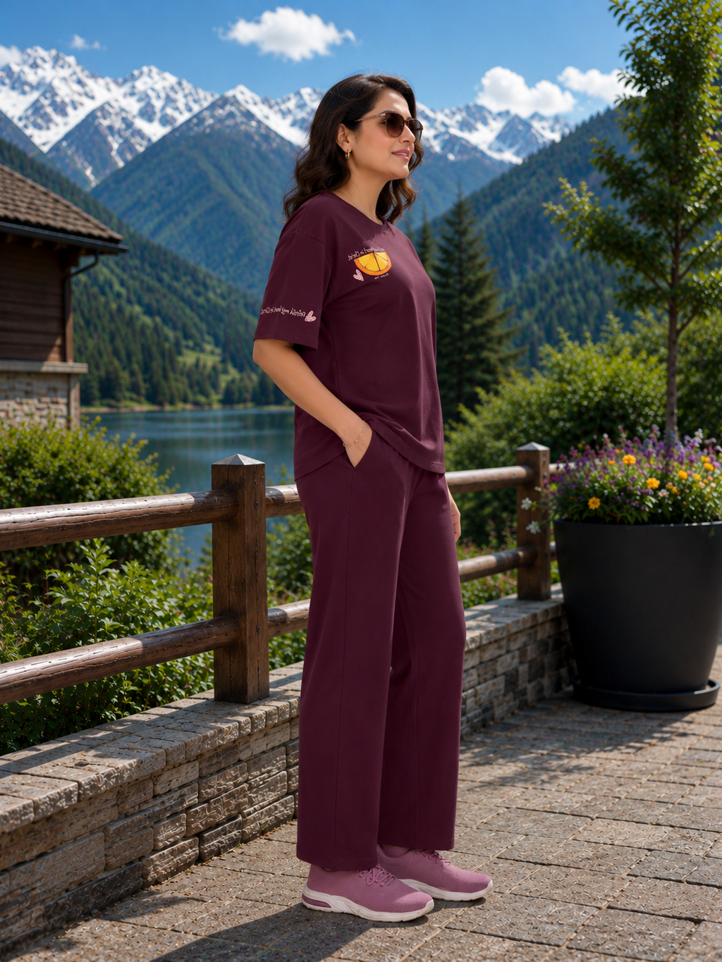 Burgundy Orange Slice Travel Set