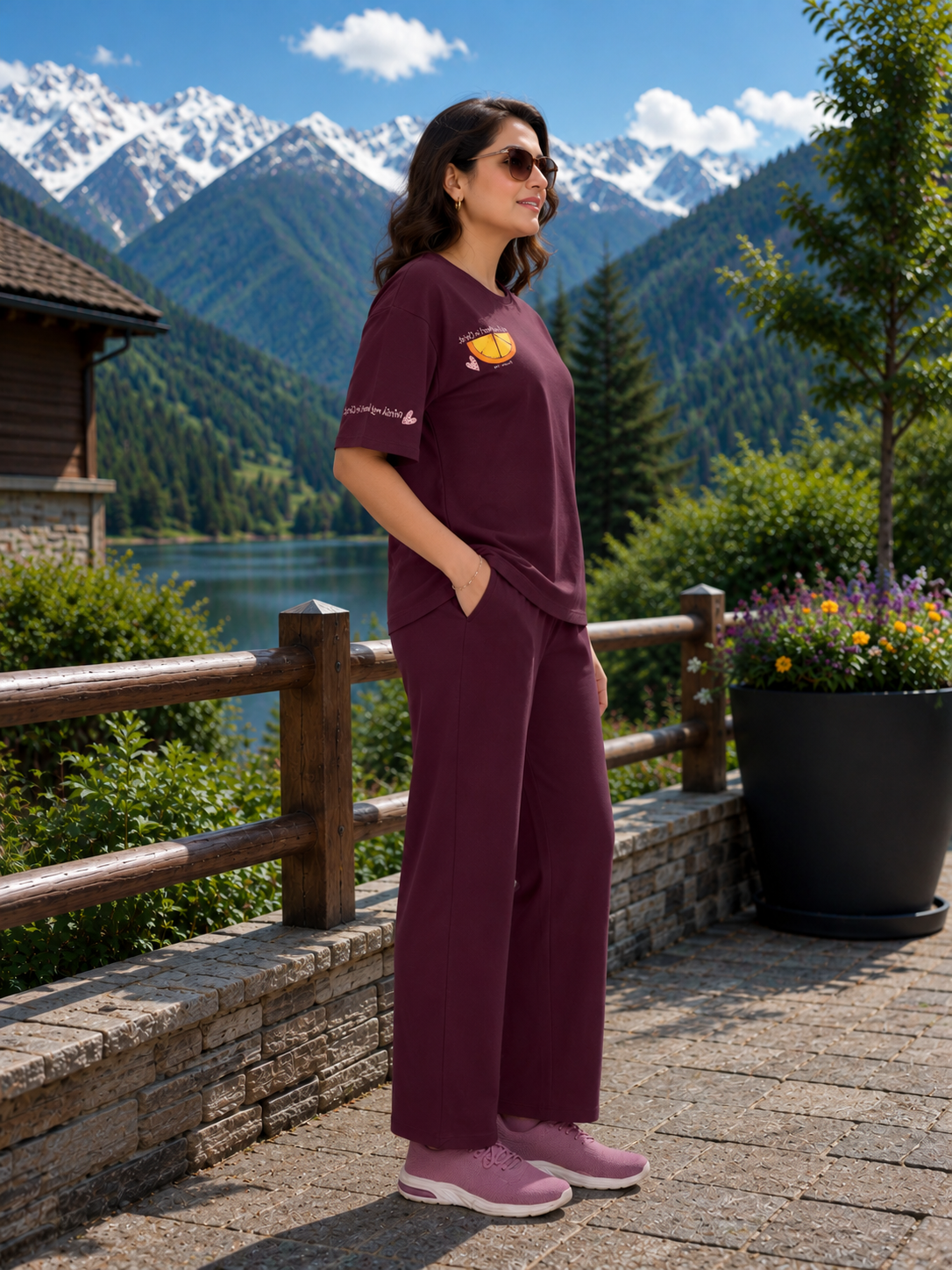 Burgundy Orange Slice Travel Set