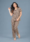 Taupe Floral Outline Pyjama Set