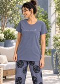 Grey Geometric Circle Graphic Nightsuit Set
