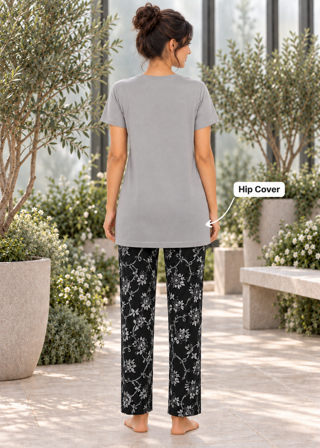 Grey Floral Soul Nightsuit Set
