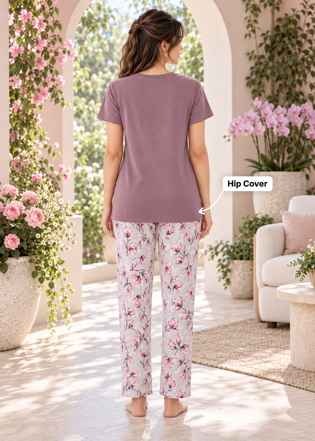 Dusty Rose Floral Essential Nightsuit Set