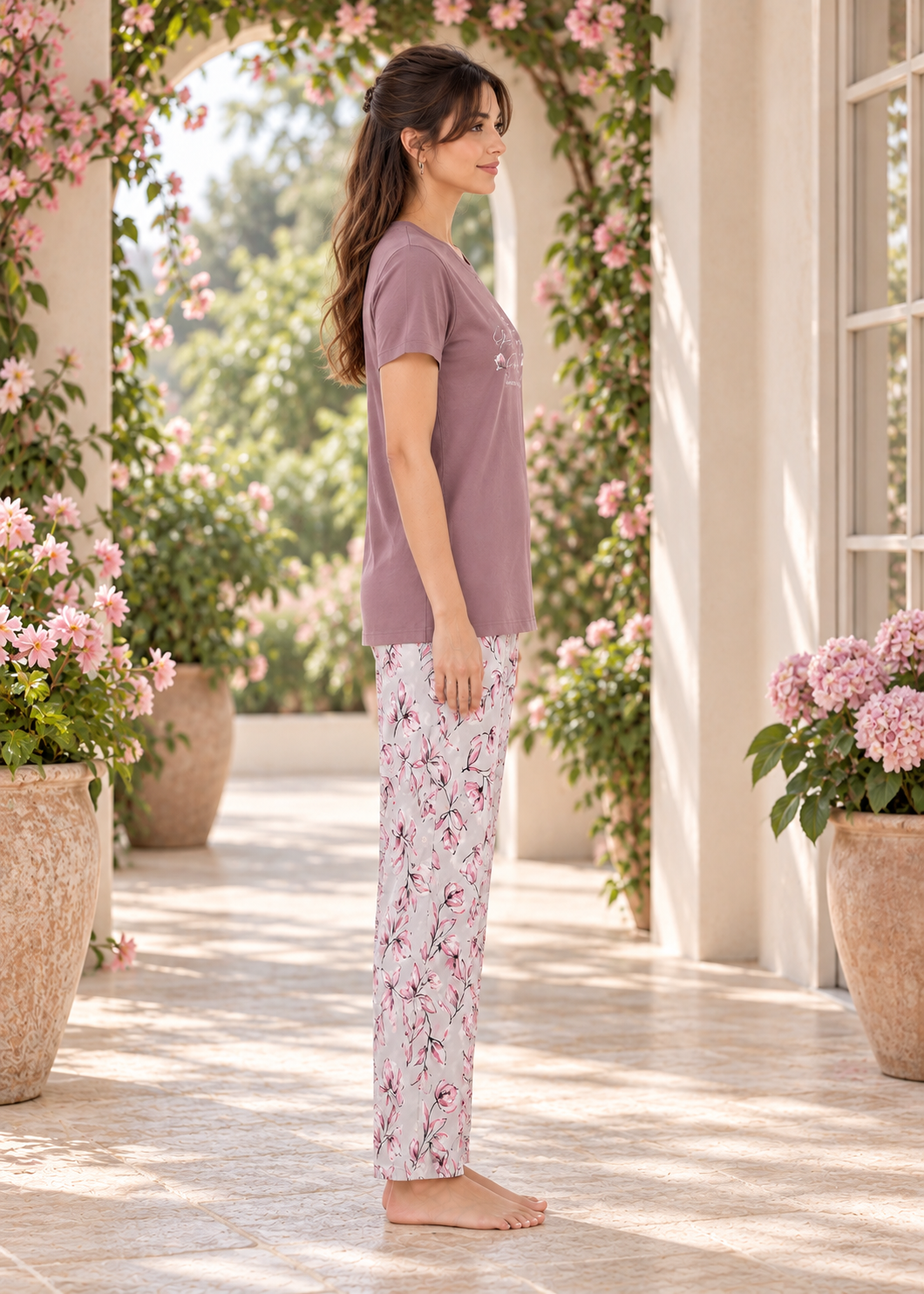 Dusty Rose Floral Essential Nightsuit Set