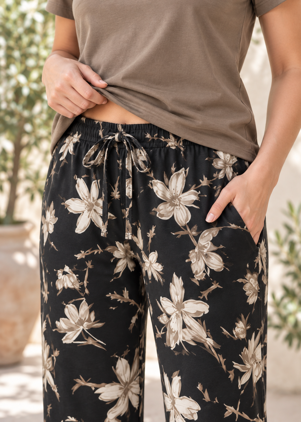 Olive Floral Enjoy Nightsuit Set