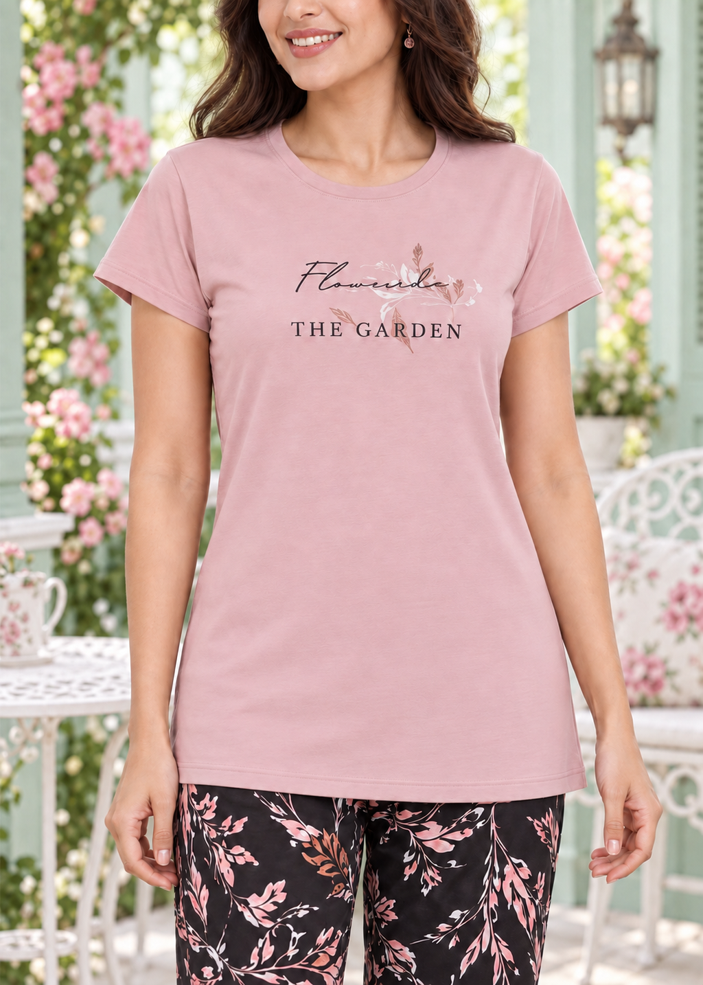 Blush Pink Garden Nightsuit Set