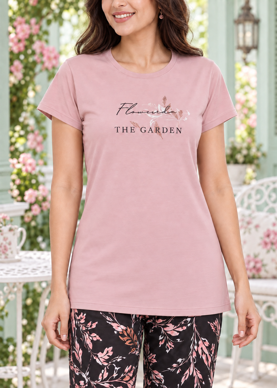 Blush Pink Garden Nightsuit Set