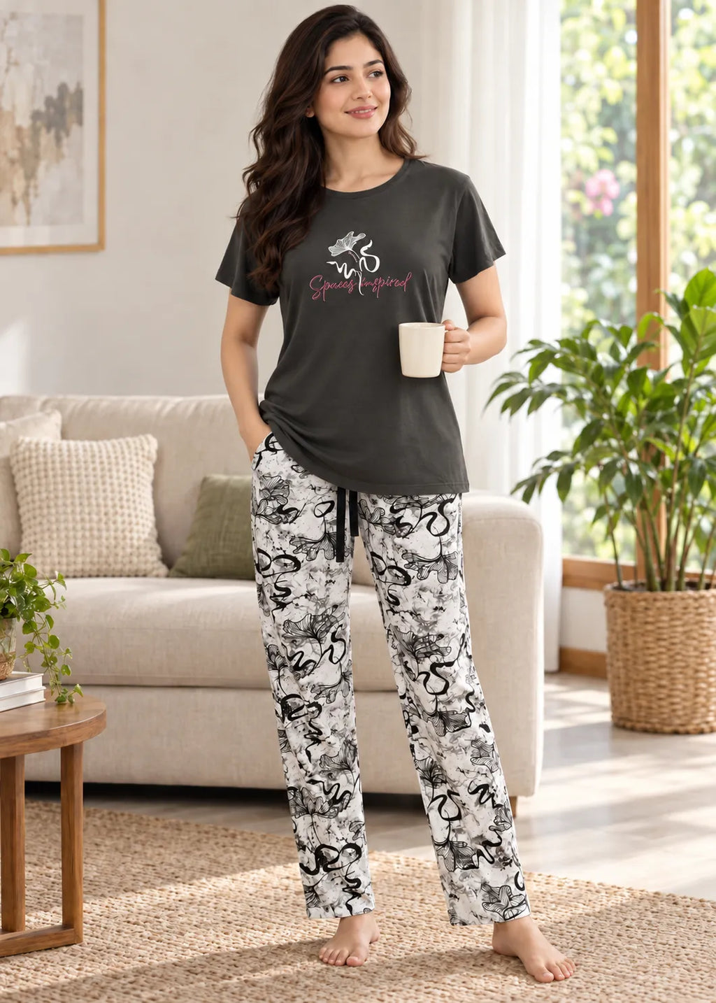 Olive Green Spring Inspired Nightsuit Set