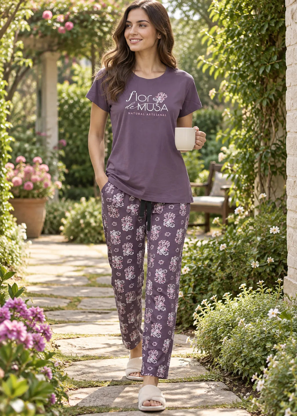 Mauve Flora de Musa Nightsuit Set
