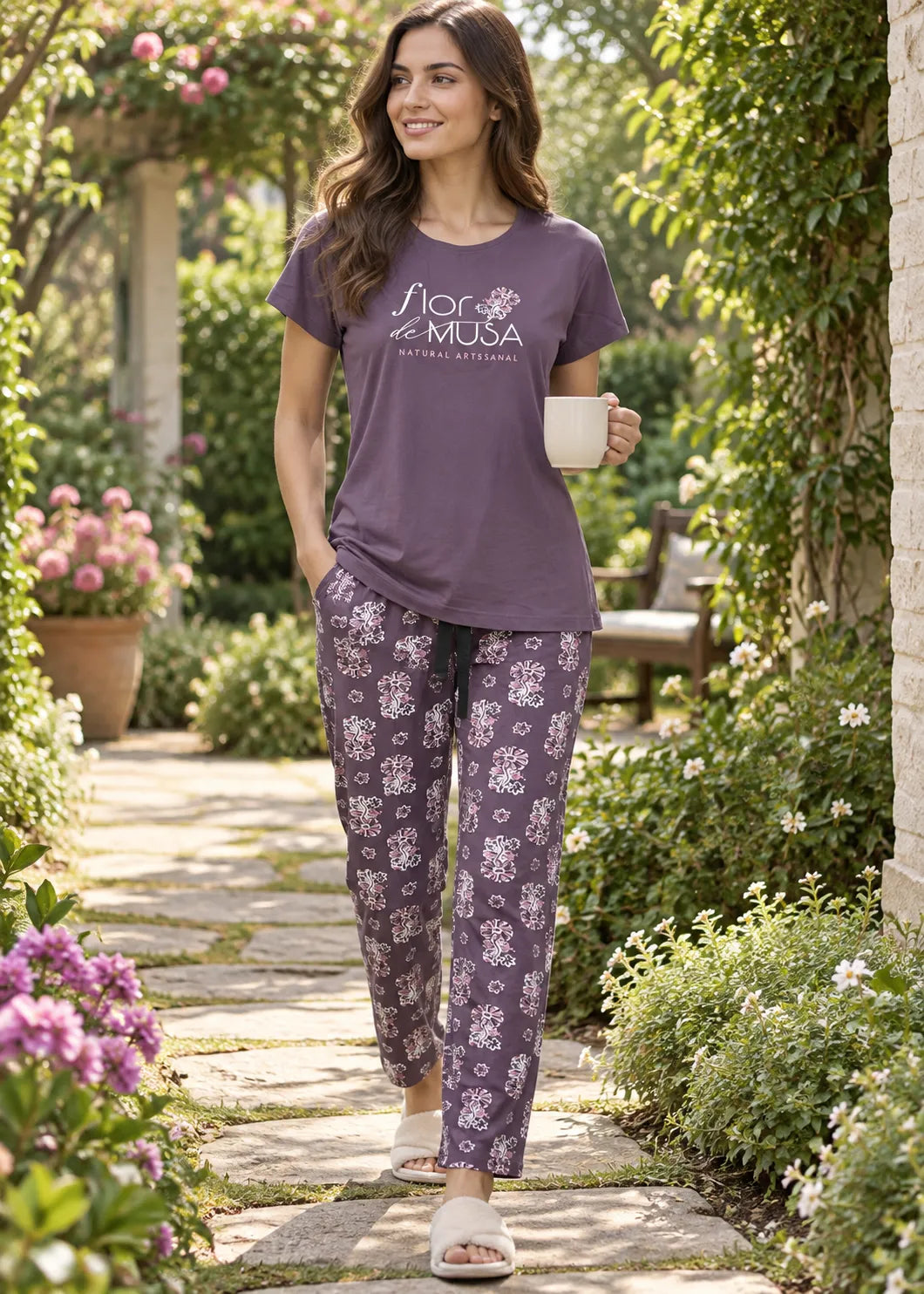 Mauve Flora de Musa Nightsuit Set