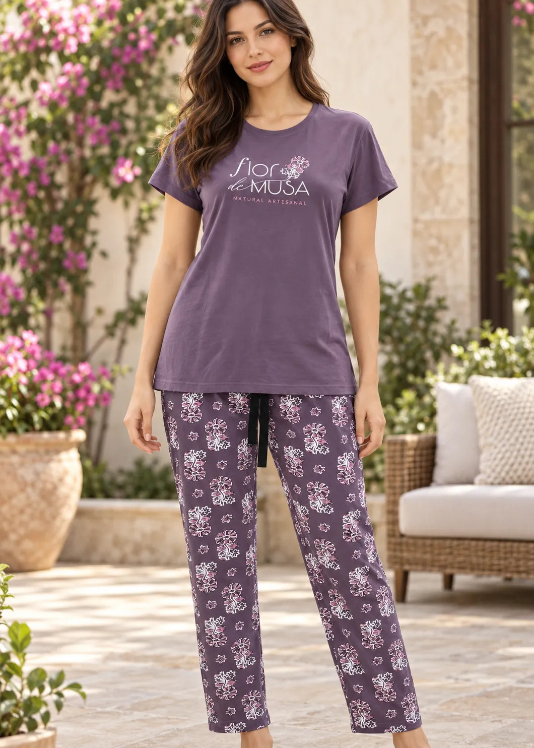 Mauve Flora de Musa Nightsuit Set