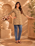Beige Abstract Hosiery Kurti