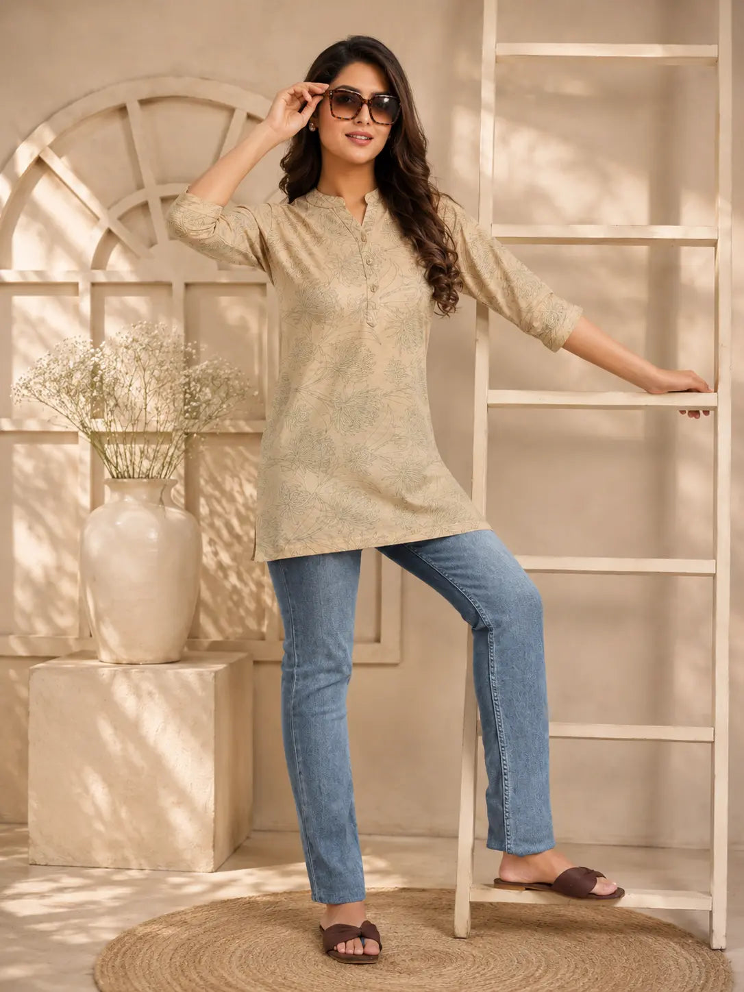 Green Abstract Hosiery Kurti