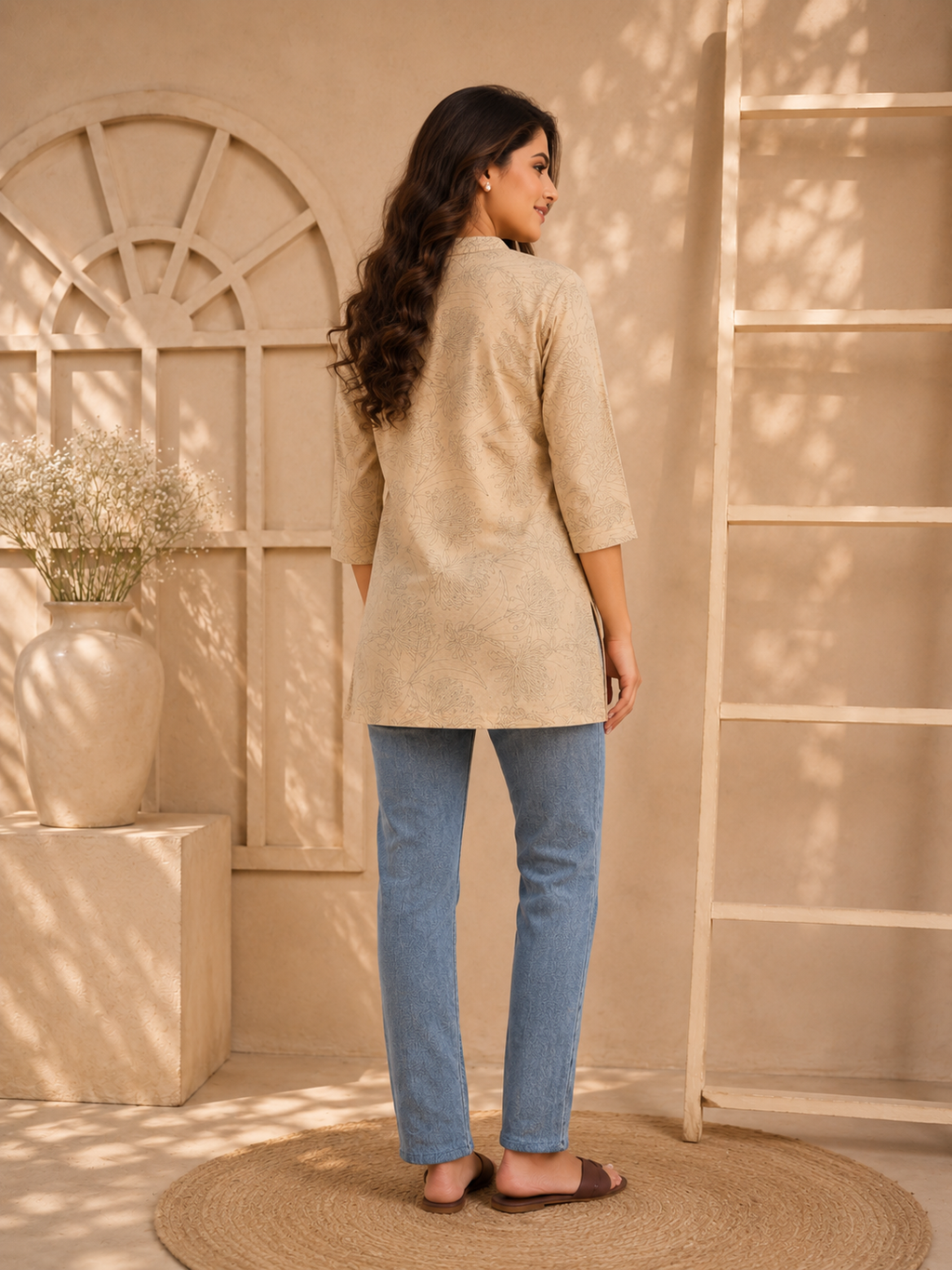 Green Abstract Hosiery Kurti