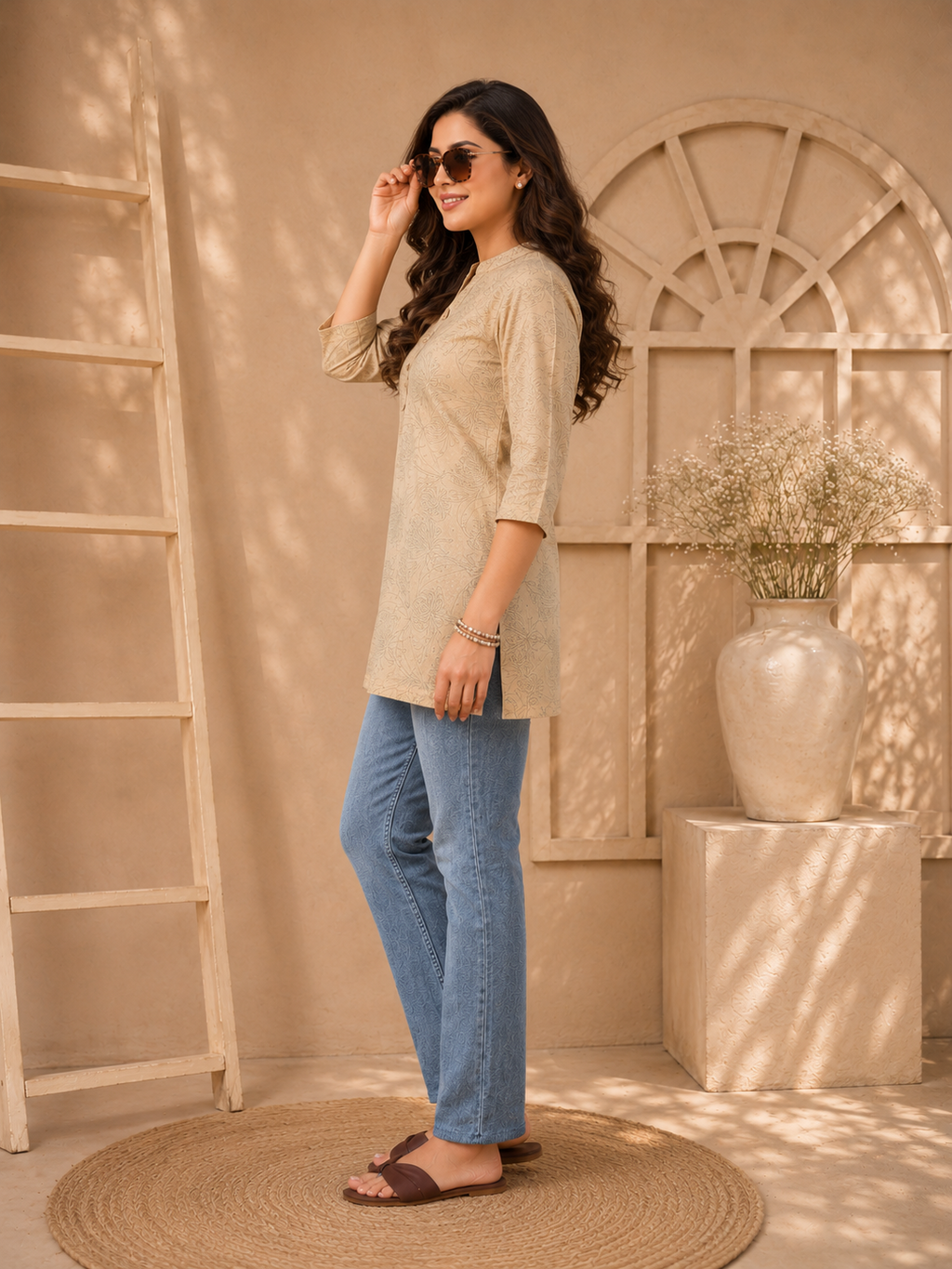 Green Abstract Hosiery Kurti