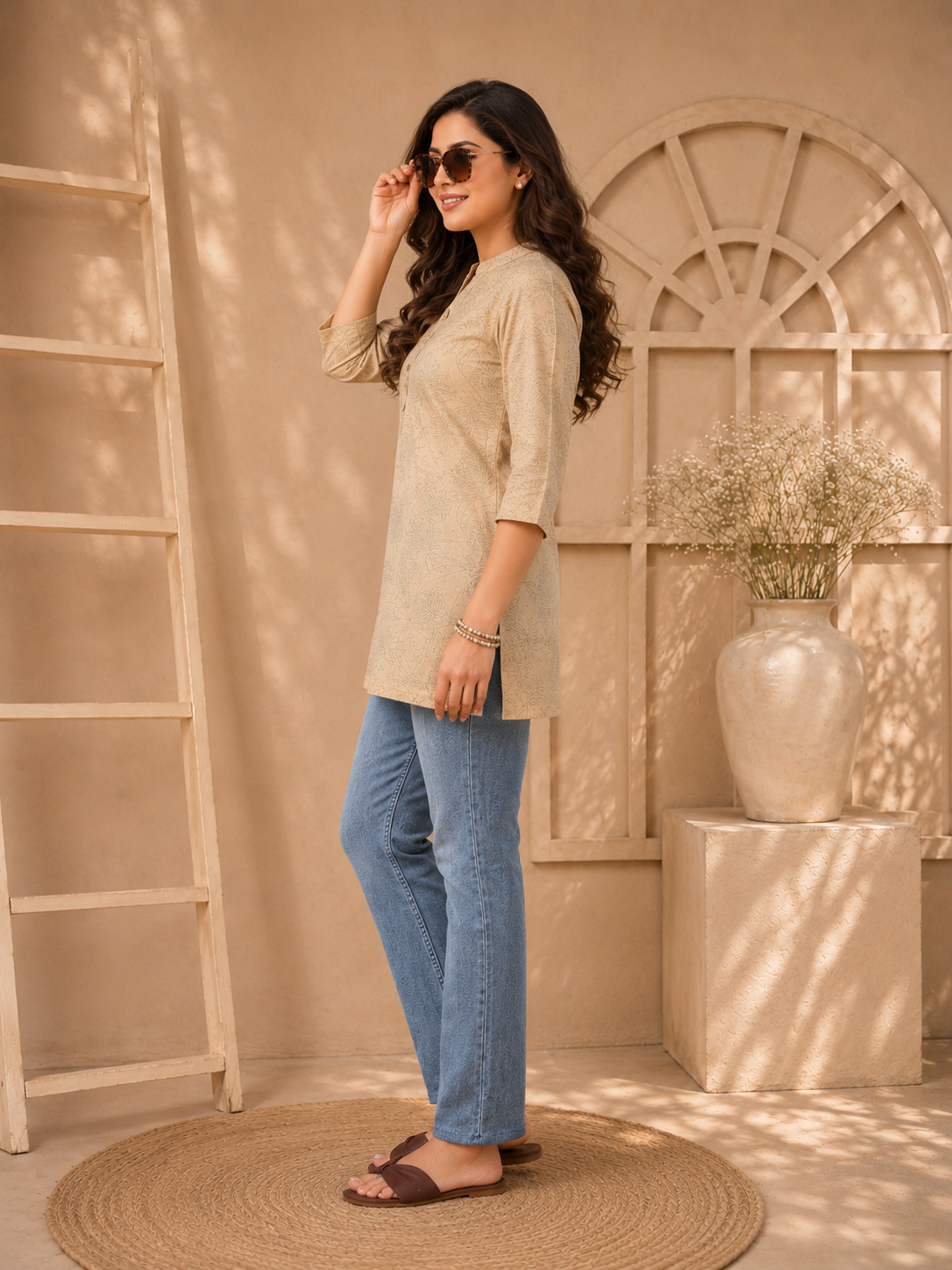Green Abstract Hosiery Kurti