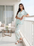 Abstract Satin Short Sleeve Pajama Set