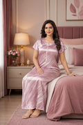 Dusty Pink Abstract Satin Nightgown