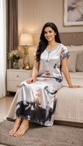Silver Abstract Satin Nightgown