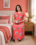 Coral Floral Printed Alpine Gown