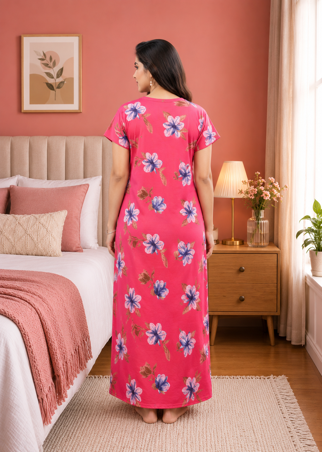 Pink Floral Printed Alpine Gown