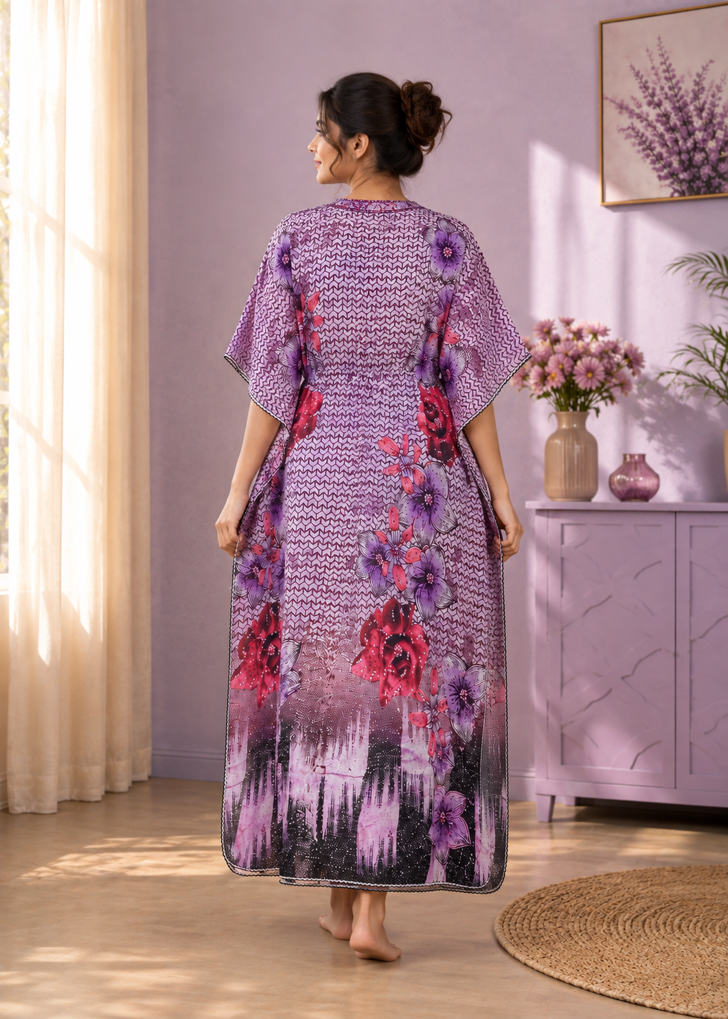 Purple Floral Kaftan Nightgown