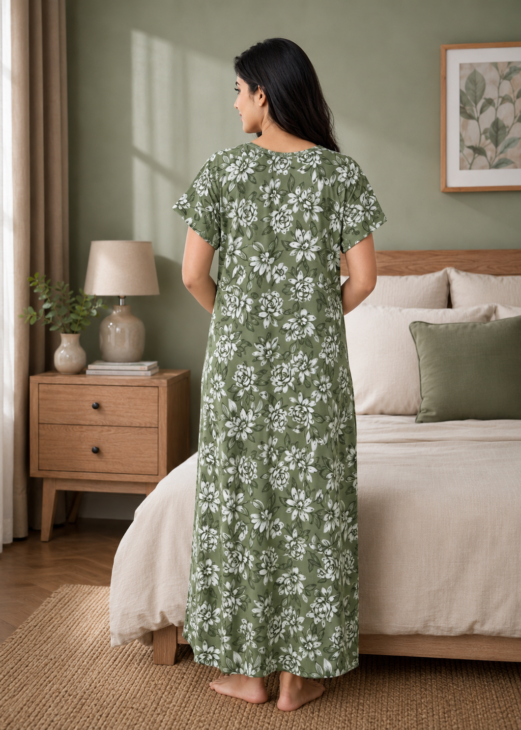 Olive Green Floral Alpine Nightgown