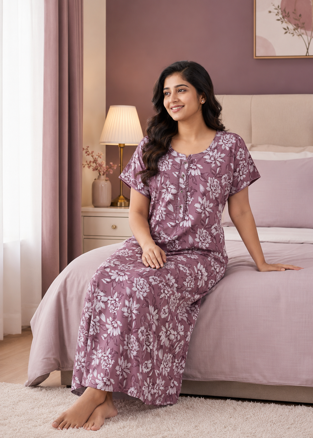 Mauve Floral Alpine Nightgown
