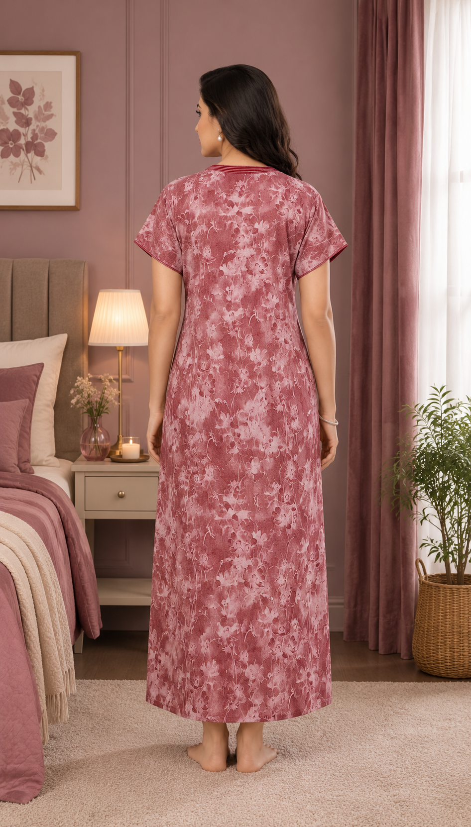 Dusty Rose Floral Alpine Nightgown
