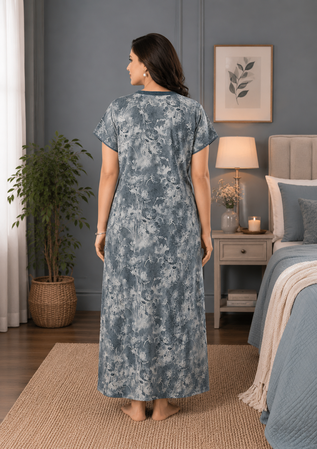 Slate Grey Floral Alpine Nightgown