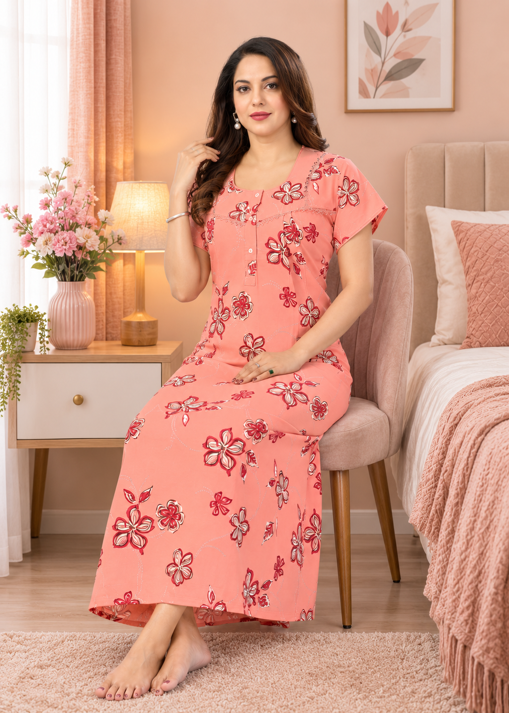 Light Pink Floral Alpine Gown
