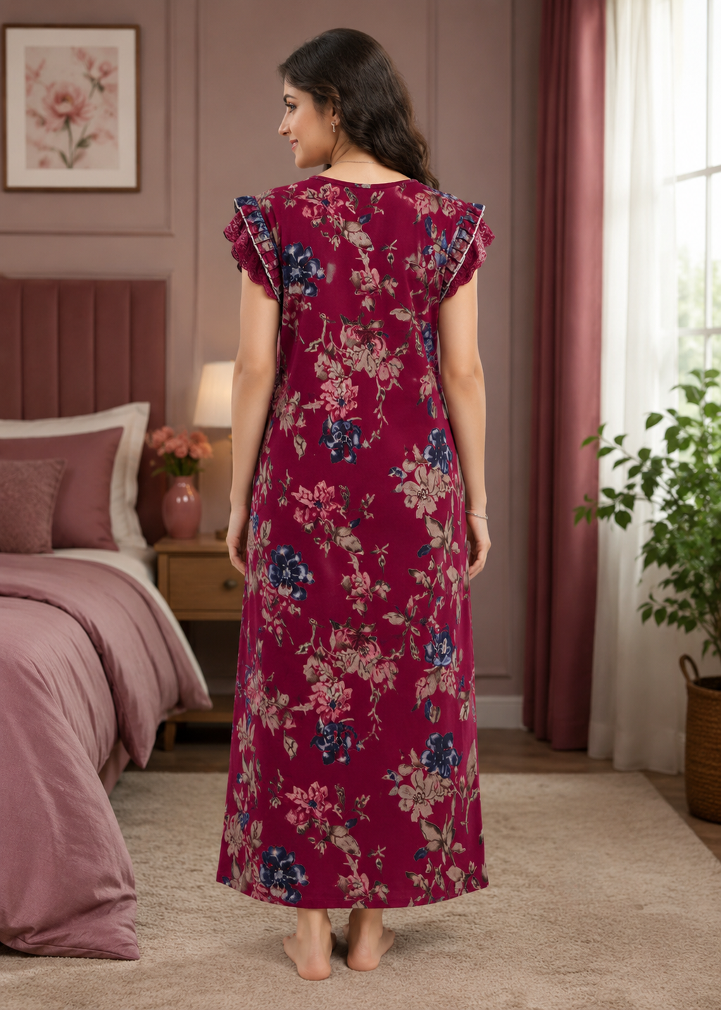 Maroon Floral Alpine Nightgown