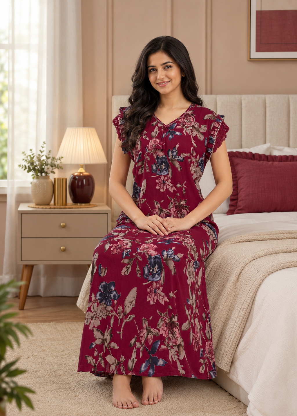 Maroon Floral Alpine Nightgown