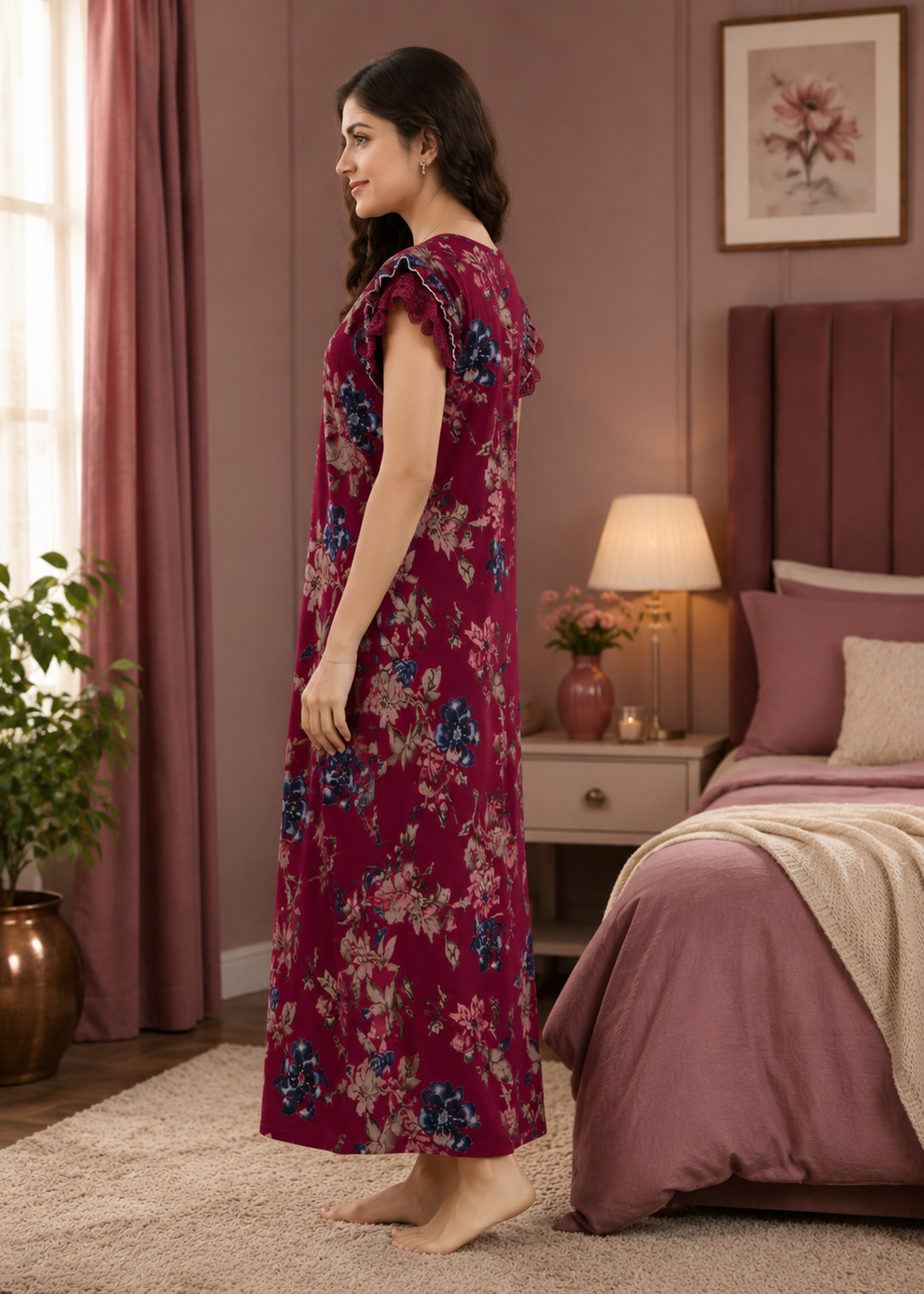 Maroon Floral Alpine Nightgown
