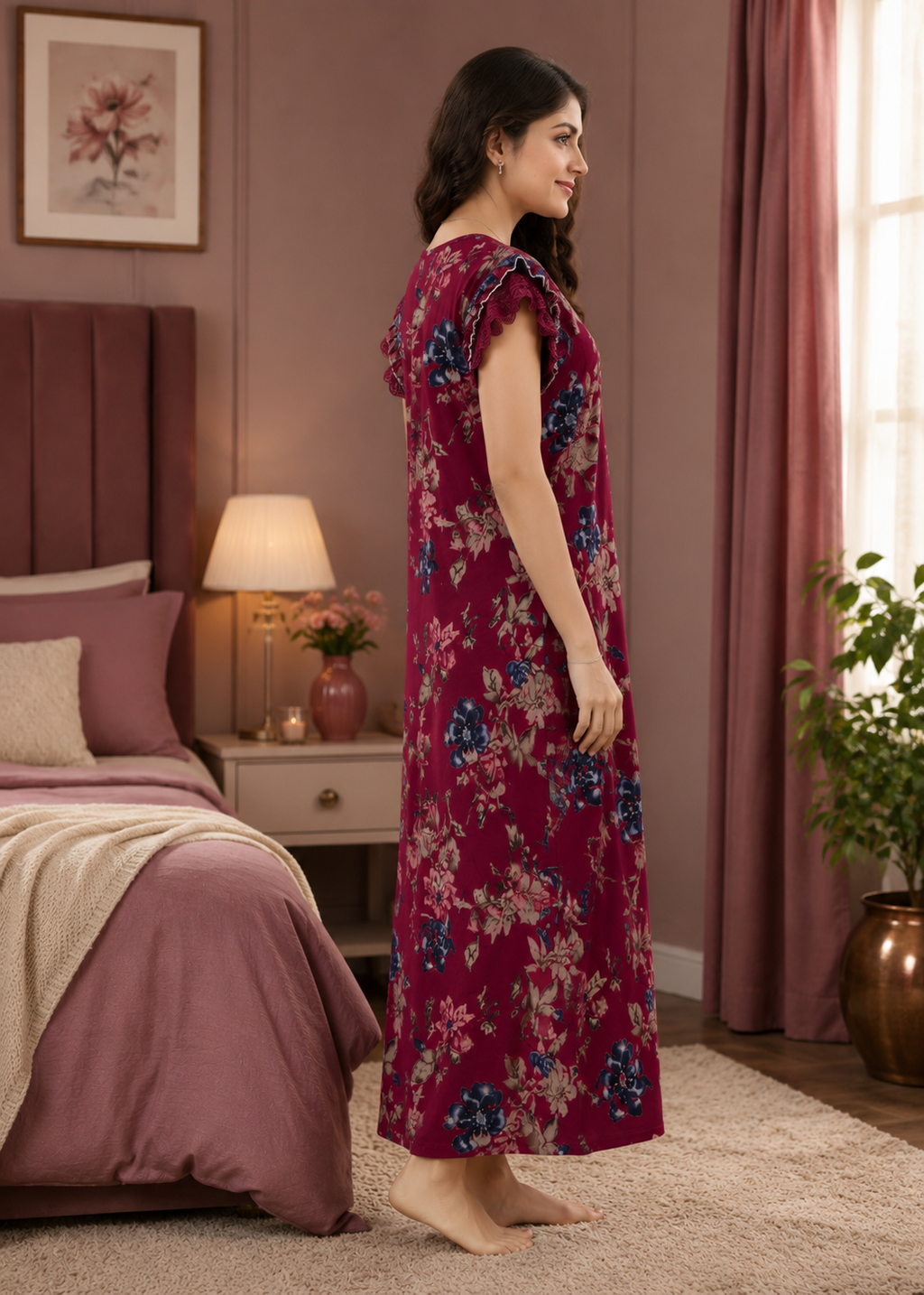 Maroon Floral Alpine Nightgown