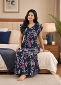 Navy Blue Floral Alpine Nightgown