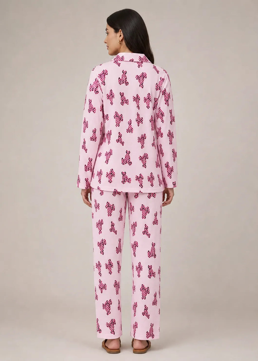 Pink Dog Print Woolen Winter Co-ord Set